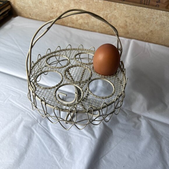 VTG Metal Wire Egg Display Carrier Countertop French Country Farmhouse Homestead - Picture 9 of 10